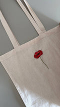 Tote Bag "Papavero" – Dipinta e Ricamata a Mano